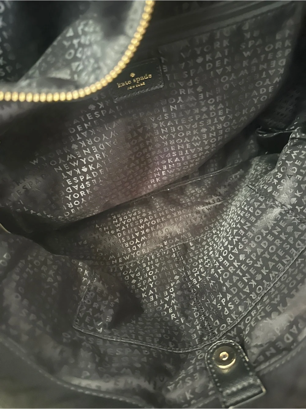 kate spade Black Nylon Tote with Gold Hardware Plate